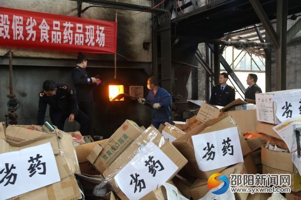 邵阳集中销毁假冒伪劣食品药品5000公斤货值约65万元(图2)