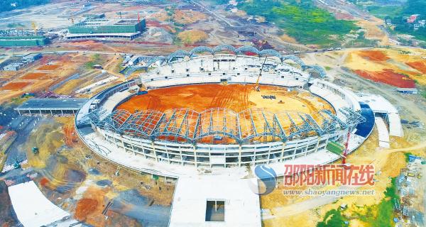 邵阳体育中心建设2017年底竣工 施工现场热火朝天(图1)